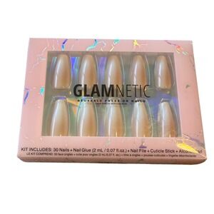 Glamnetic Press On Nails Creme De Nude Coffin 30 Nail Kit NEW